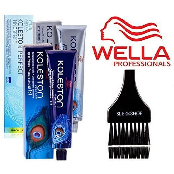 Wella KOLESTON Perfect Permanent Creme Haircolor, 2 oz (with Sleek Tint Brush) - 4/75 Medium Brown/Brown Red Violet