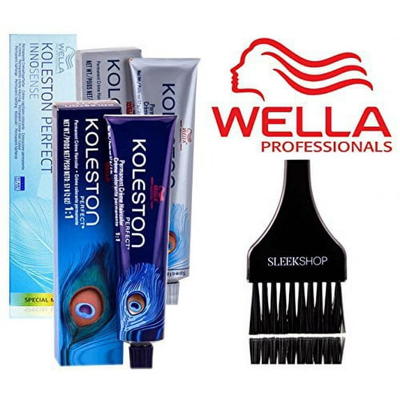 Wella KOLESTON Perfect Permanent Creme Haircolor, 2 oz (with Sleek Tint Brush) (8/38 Light Blonde/Gold Pearl)