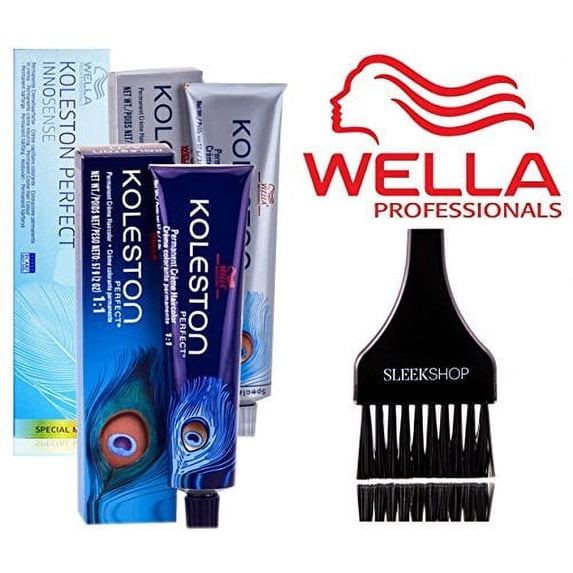 Wella KOLESTON Perfect Permanent Creme Haircolor, 2 oz (with Sleek Tint Brush) - 8/74 Light Blonde/Brown Red