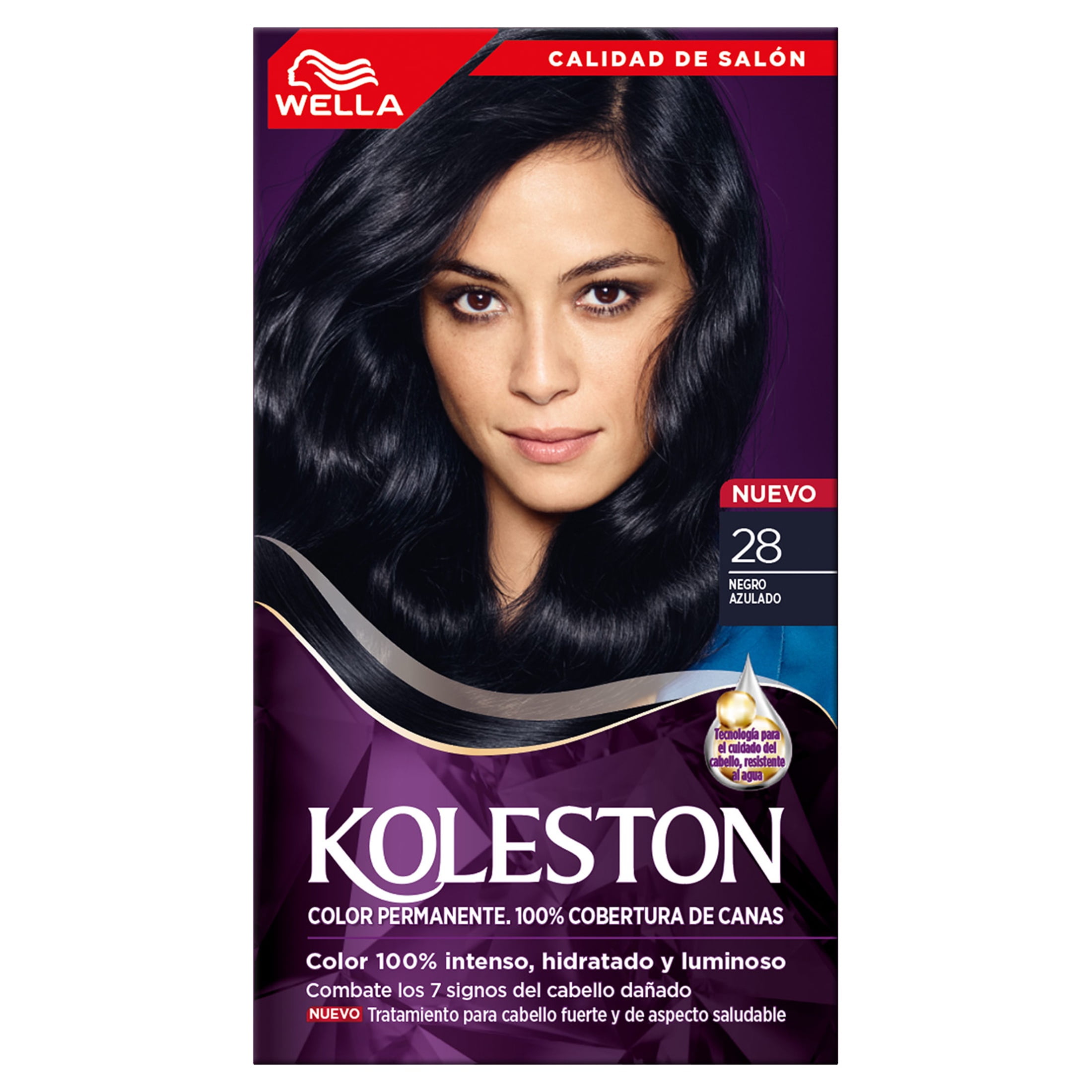Wella Koleston Permanent Hair Color Cream with Water Protection Factor, 28 Blue Black, 4 oz