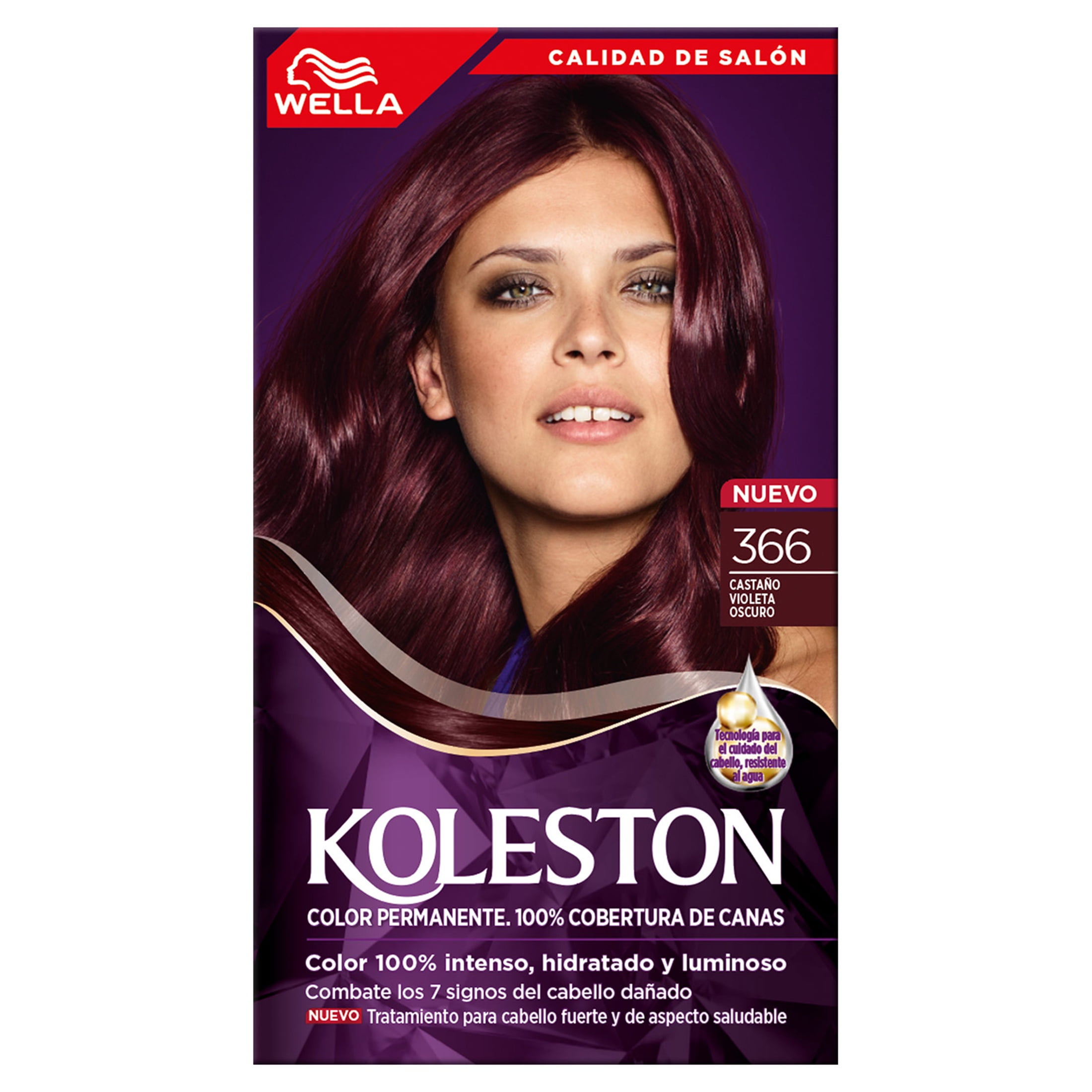 Wella Koleston Permanent Hair Color Cream with Water Protection Factor, 366 Dark Violet Brown, 4 oz
