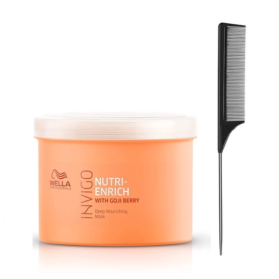 Wella Professionals Invigo Nutri-Enrich Mask, Deep Nourishing & Moisturizing Hair Mask For Dry & Damaged Hair, 16.9 Fl oz (with Free Tail Combs)