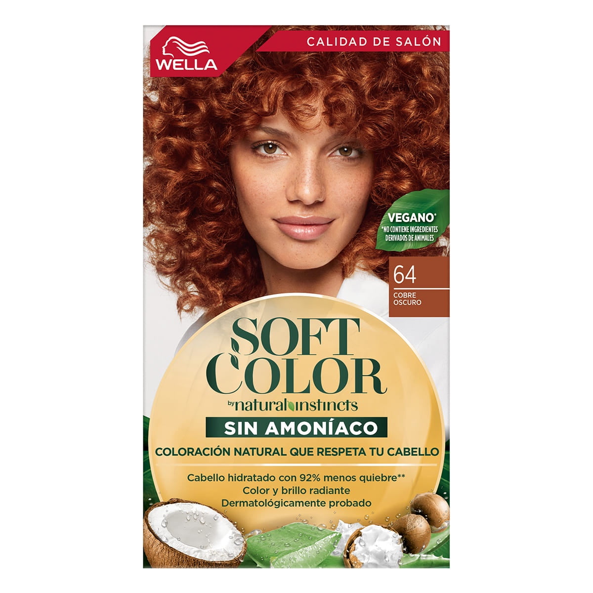 Wella Soft Color Demi Permanent Hair Color Kit with Natural Ingredients, 64 Dark Blonde Copper, 5 oz