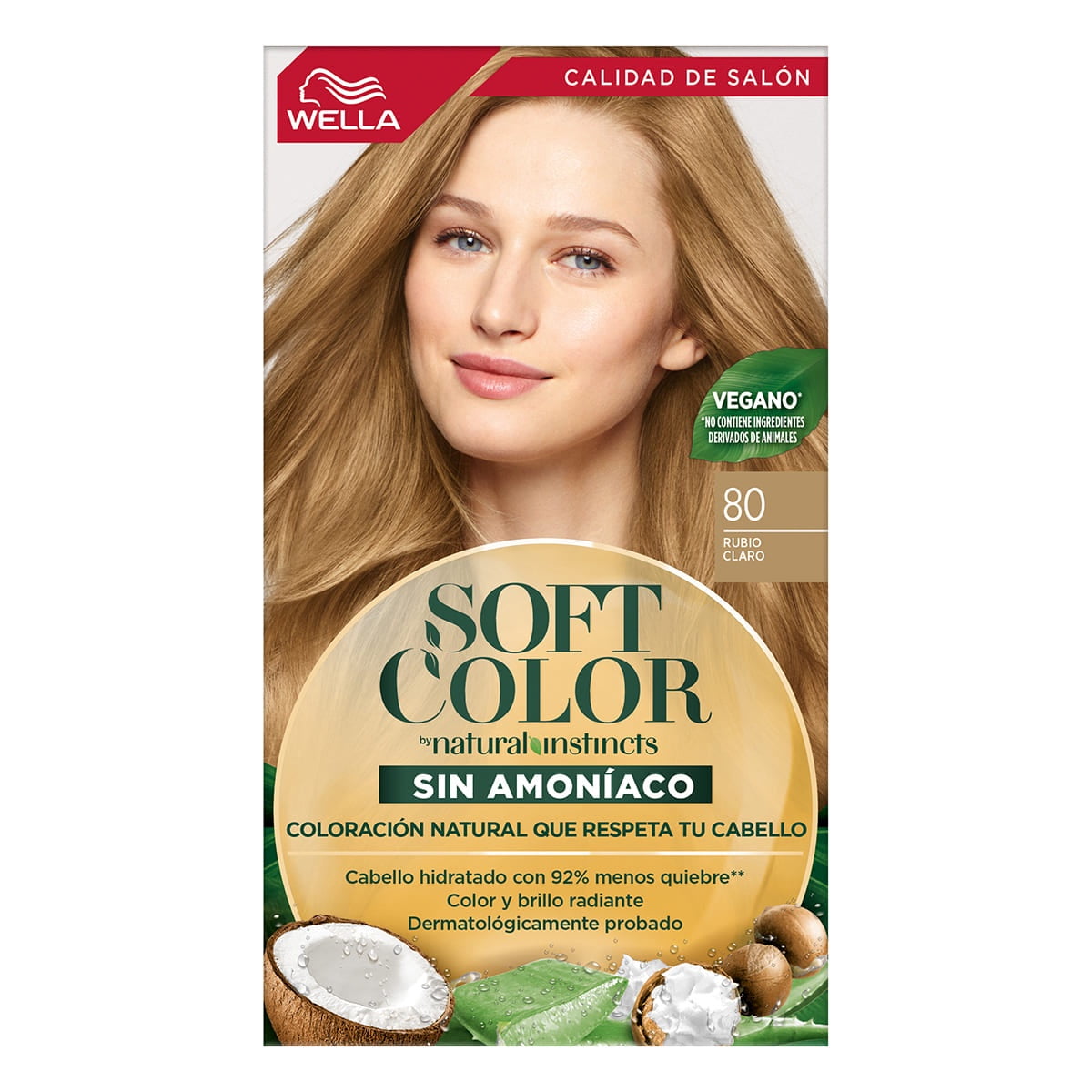 Wella Soft Color Demi Permanent Hair Color Kit with Natural Ingredients, 80 Light Blonde, 5 oz