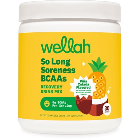 Wellah BCAAs (Pina Colada Flavored) 30 Servings - BCAA Powder with Hydration Complex