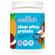 Wellah Clear Whey Protein Isolate Powder Blue Hawaii 20 Servings - 20g of Protein Per Serving, 90 Calories, Sweetened with Stevia