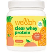 Wellah Clear Whey Protein Powder Peach Pineapple 10 Servings | Whey Protein Isolate, 20g of Protein Per Serving