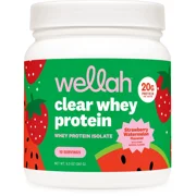 Wellah Clear Whey Protein Powder Strawberry Watermelon 10 Servings | Whey Protein Isolate, 20g of Protein Per Serving