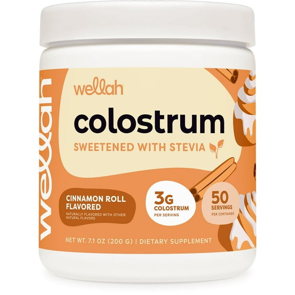Wellah Colostrum Cinnamon Roll Flavored 50 Servings 3G Colostrum Per Serving - Dietary Supplement