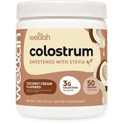 Wellah Colostrum Coconut Cream Flavored 50 Servings - Sweetened With Stevia, 3G Colostrum Per Serving, Dietary Supplement