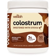 Wellah Colostrum Mocha Latte Flavored 50 Servings 3G Colostrum Per Serving - Dietary Supplement