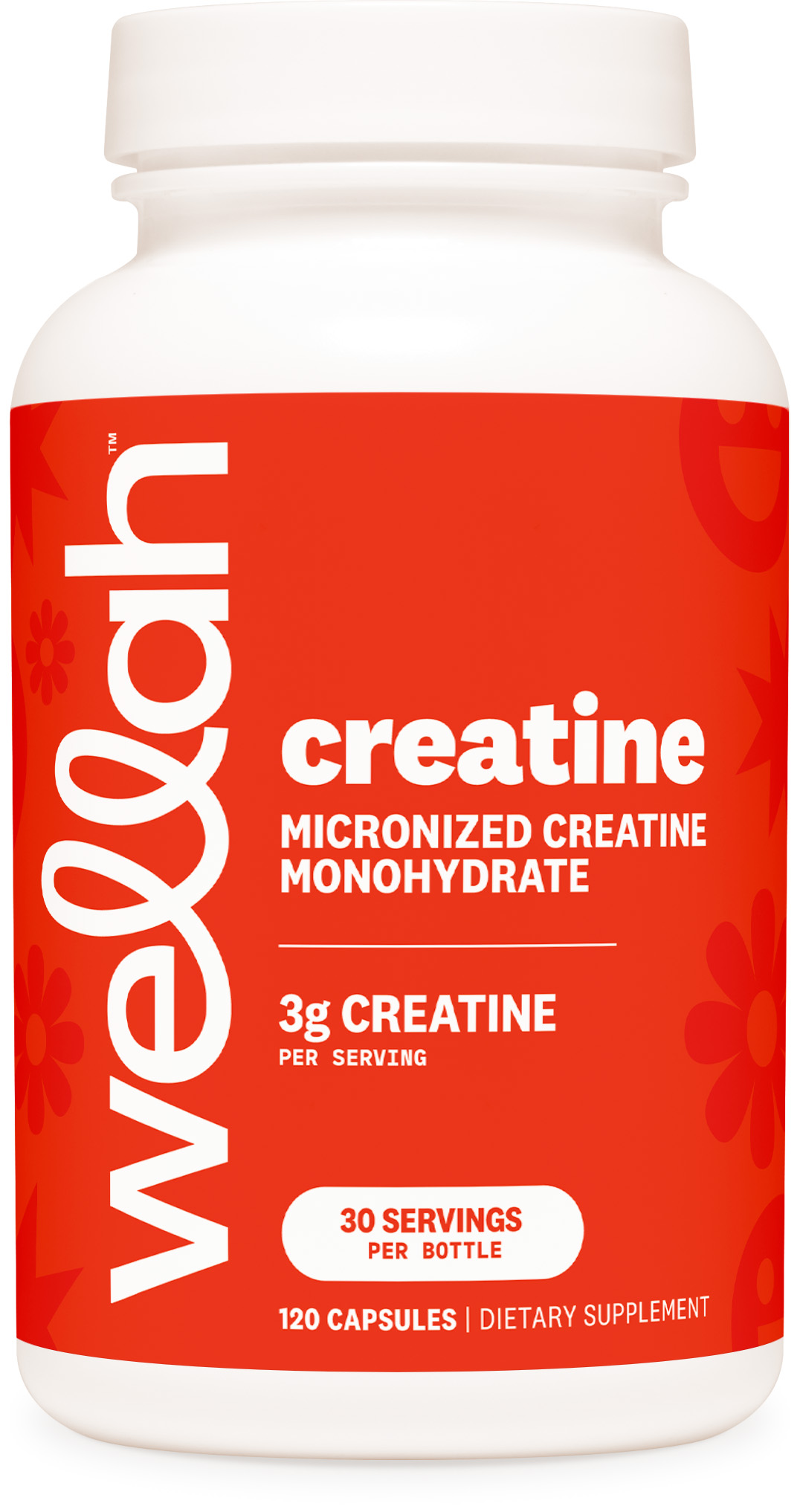 Wellah Cápsulas de Creatina Monohidrato (3000 mg) 120 Cápsulas - Creatina Micronizada, 30 porciones