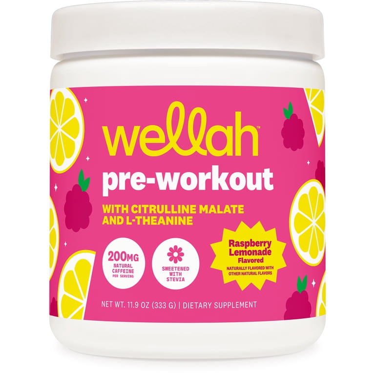 Wellah Get-Going Pre-Workout Drink Mix, Raspberry Lemonade, 30