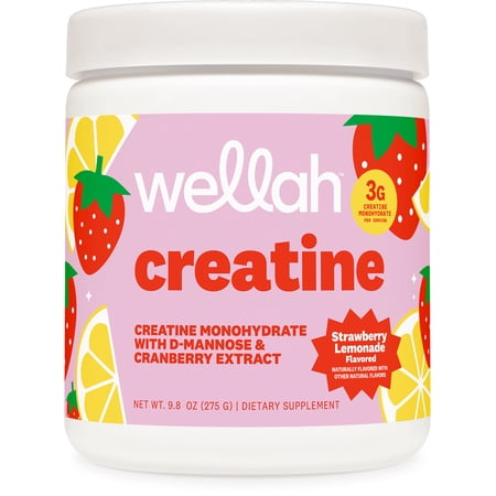 Wellah Creatine for Women - Creatine Monohydrate with Dandelion & Cranberry Extract (50 Servings, Strawberry Lemonade)