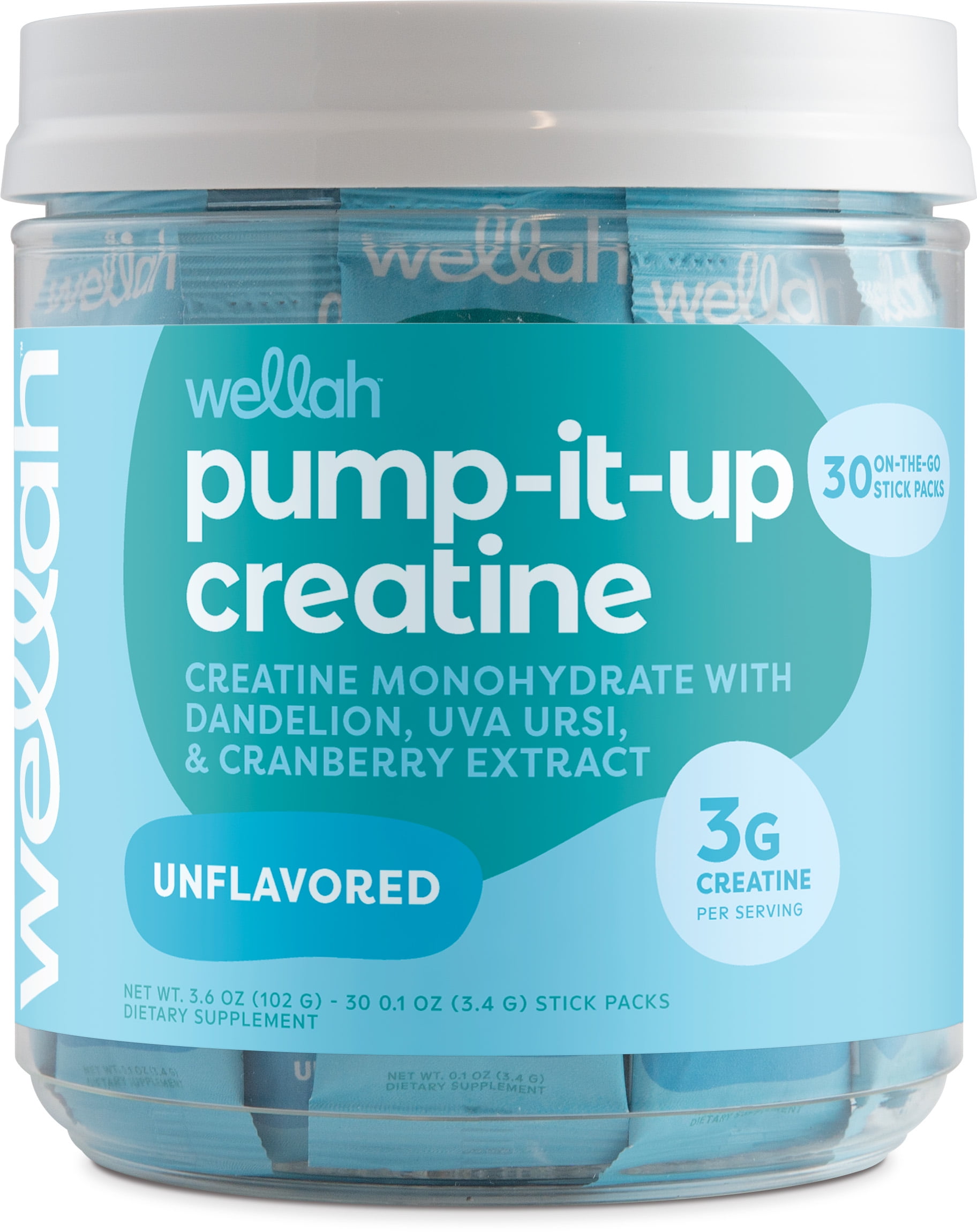 Wellah Pump-It-Up Creatine For Women (Unflavored) 30 Stick Packs - 3g ...