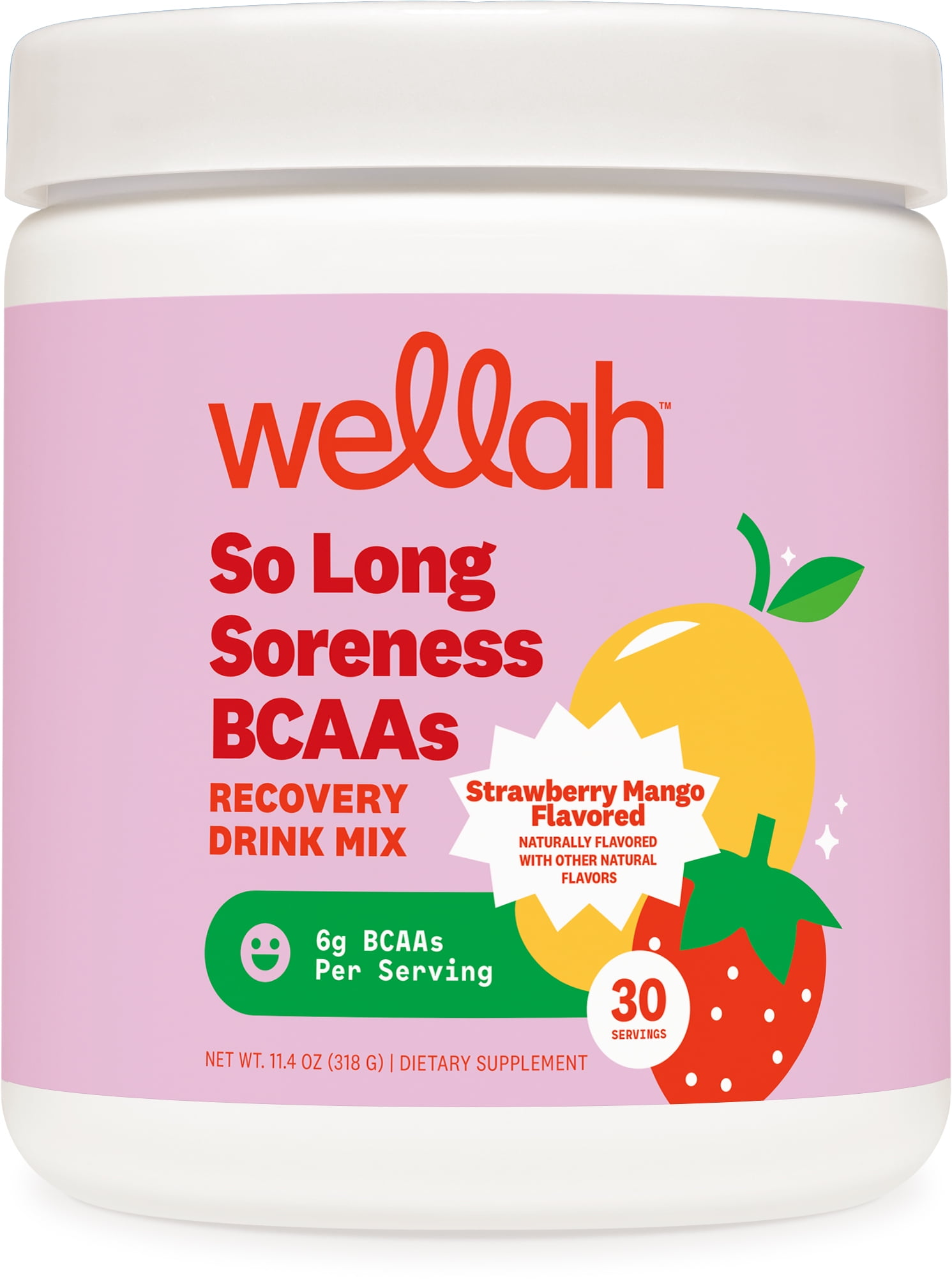 Wellah So Long Soreness BCAA Powder (Strawberry Mango Flavored) 30 Servings