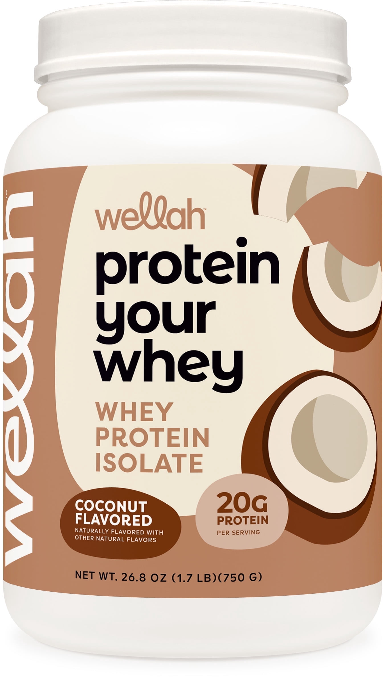 Wellah Your Whey (30 Servings, Coconut Flavored) - Whey Protein Isolate Protein