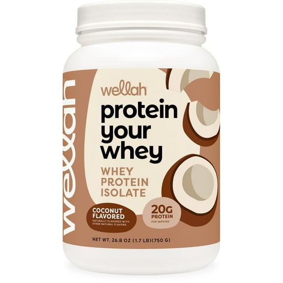 Wellah Your Whey (30 Servings, Coconut Flavored) - Whey Protein Isolate Protein