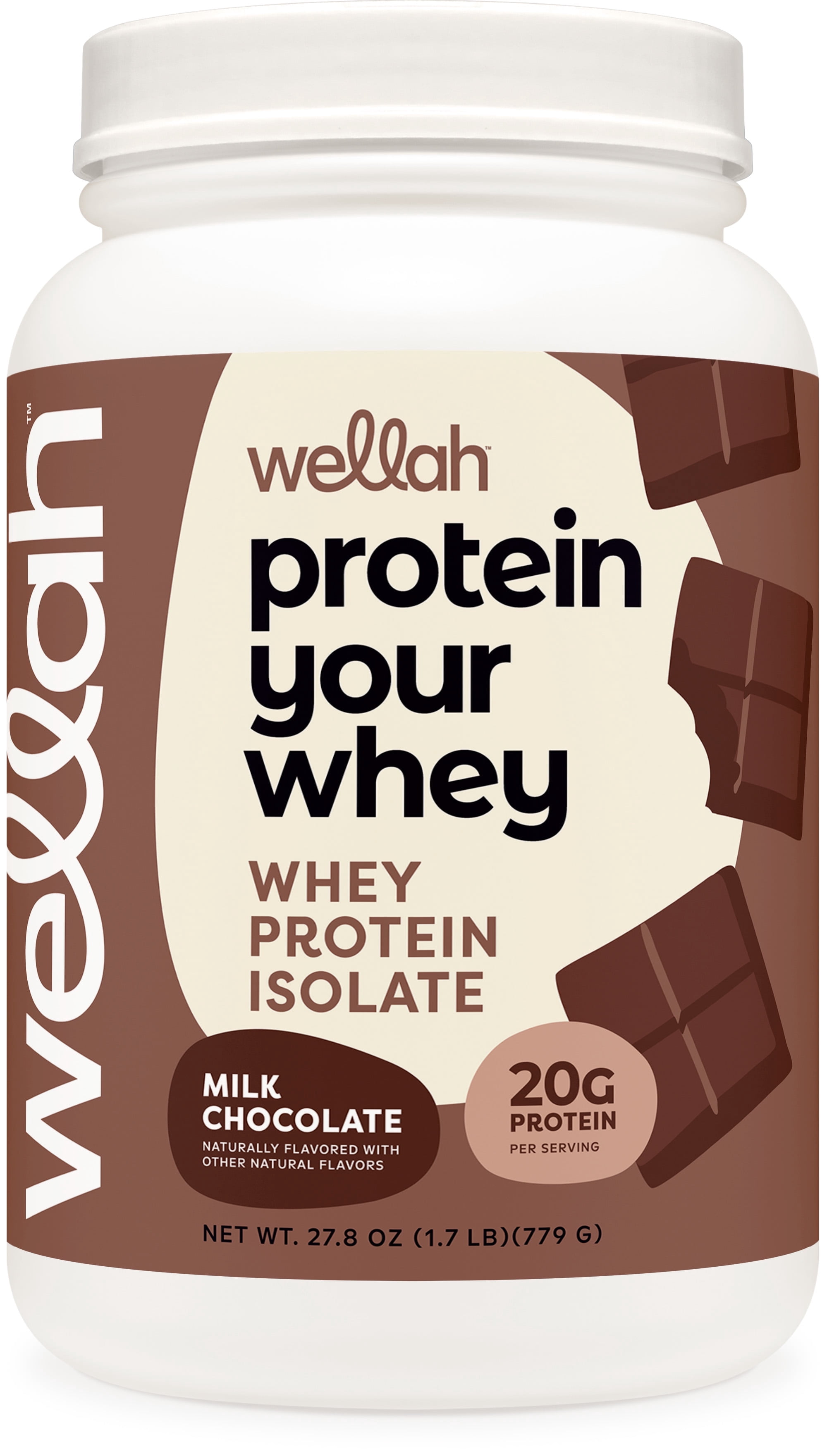 Wellah Your Whey (30 Servings, Milk Chocolate Flavor) - Whey Protein Isolate Protein