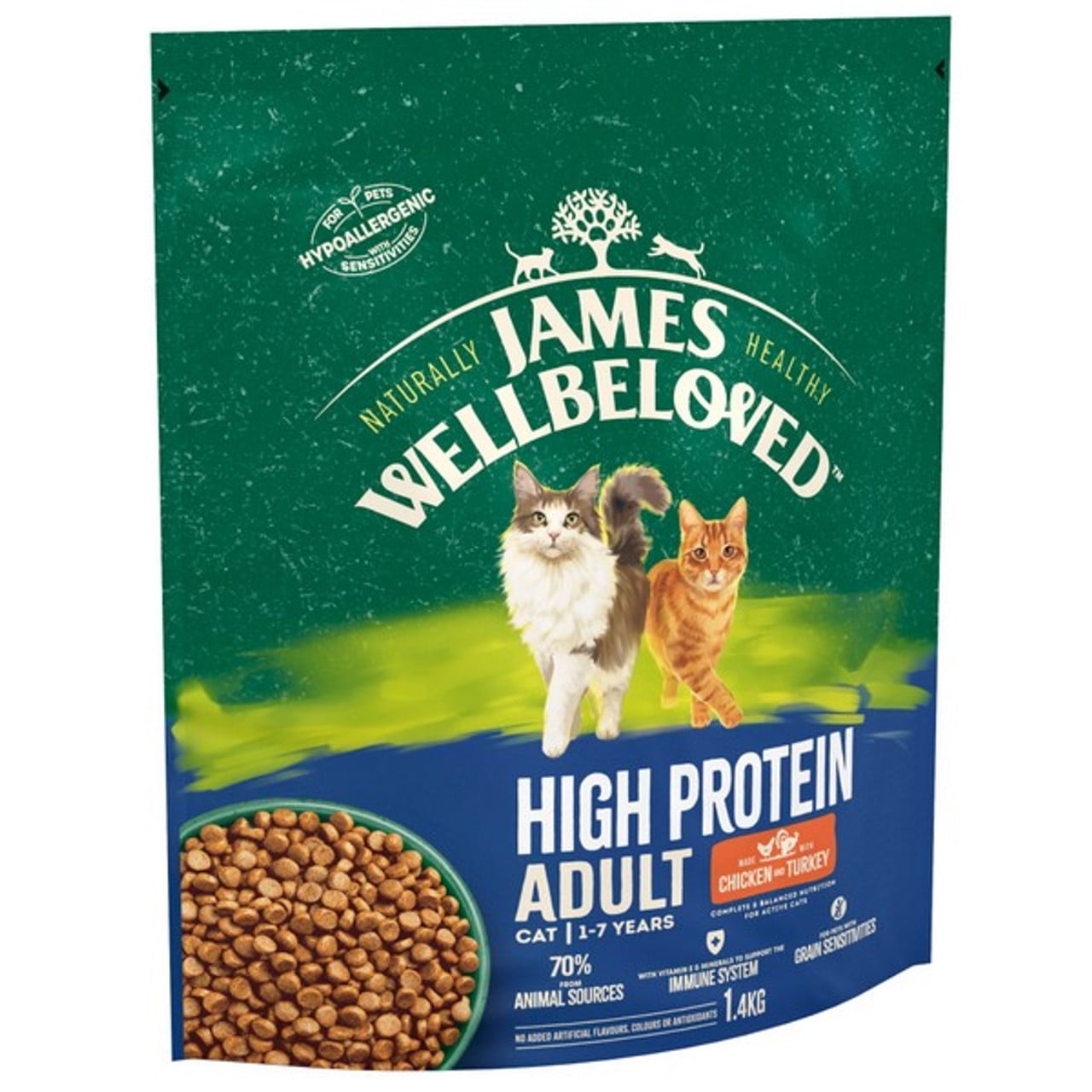 Wellbeloved Cat Adult High Protein Chicken & Turkey Cat Food 1.4kg