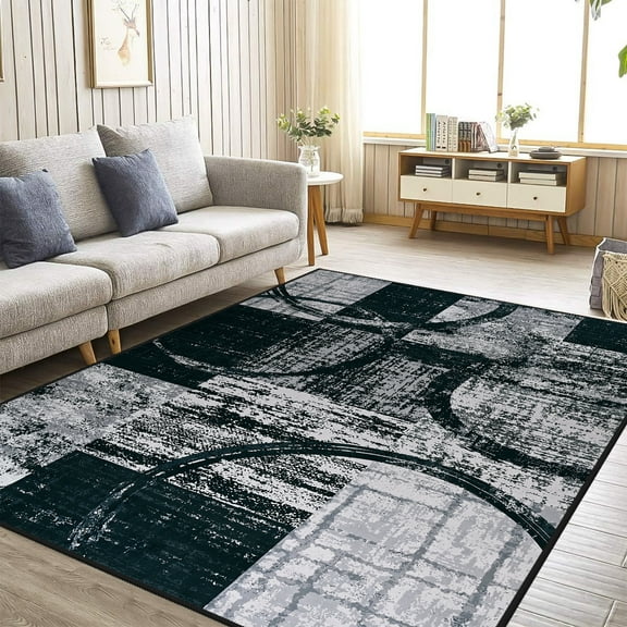 Wellber Abstract Rugs Fluffy Area Rug for Bedroom Living Room Home Decor Nursery Carpet,2'x3',Grey
