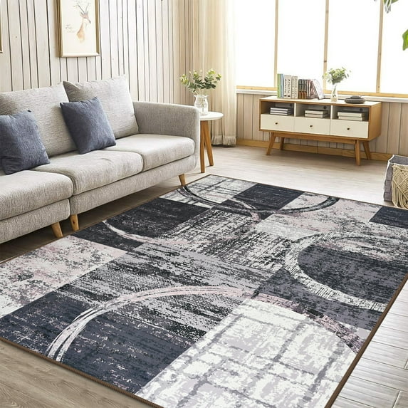Wellber Abstract Rugs Fluffy Area Rug for Bedroom Living Room Home Decor Nursery Carpet,4'x6',Brown