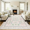 thumbnail image 1 of Wellber Area Rug Soft Vintage Floral Rugs Non Slip Carpet for Bedroom Living Room Home Deocr,6'x9',Pink, 1 of 7