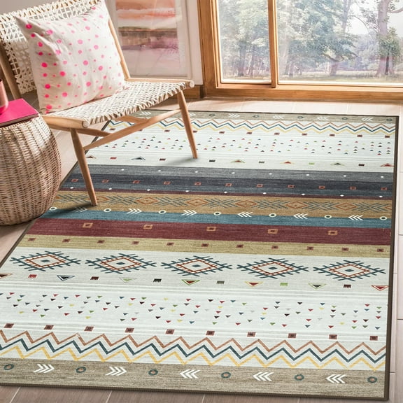 Wellber Area Rugs Boho Moroccan Rug for Bedroom Living Room Nursery Decor Fluffy Carpet,5'x8',Yellow