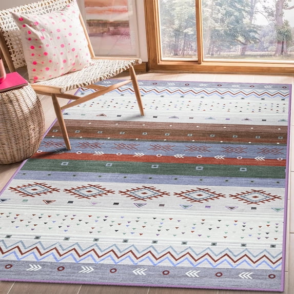 Wellber Area Rugs Boho Moroccan Rug for Bedroom Living Room Nursery Decor Fluffy Carpet,6'x9',Purple