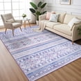 thumbnail image 1 of Wellber Boho Area Rug Wellber Moroccan Rugs Washable Carpet for Bedroom Living Room Home Decor,4'x6',Blue Purple, 1 of 7
