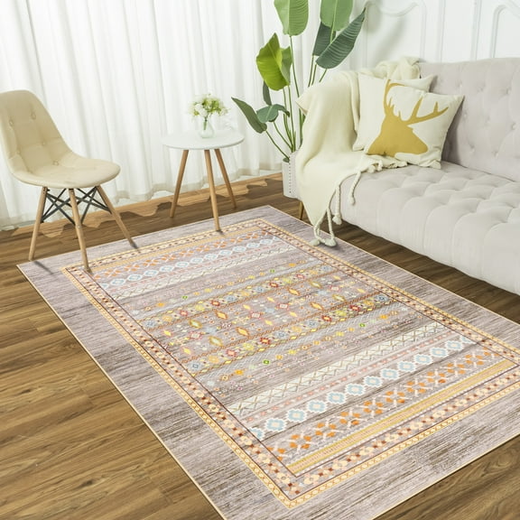 Wellber Boho Area Rug Wellber Moroccan Rugs Washable Carpet for Bedroom Living Room Home Decor,4'x6',Yellow