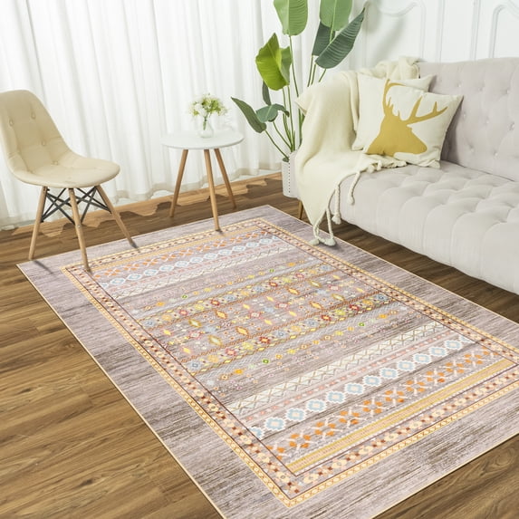Wellber Boho Area Rug Wellber Moroccan Rugs Washable Carpet for Bedroom Living Room Home Decor,6'x9',Yellow