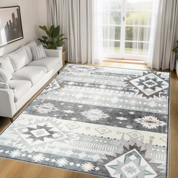 Wellber Soft Boho Rug Modern Area Rugs Indoor Carpet for Living Room Bedroom Home Decor,6'x9',Beige