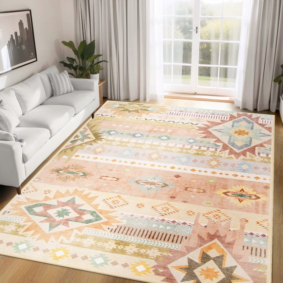 Wellber Soft Boho Rug Modern Area Rugs Indoor Carpet for Living Room Bedroom Home Decor,6'x9',Light Grey