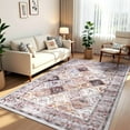 thumbnail image 1 of Wellber Vintage Rugs Boho Floral Area Rug Fluffy Carpet for Living Room Bedroom Home Decor,5'x8',Coffee, 1 of 7