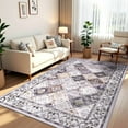 thumbnail image 1 of Wellber Vintage Rugs Boho Floral Area Rug Fluffy Carpet for Living Room Bedroom Home Decor,6'x9',Gray Yellow, 1 of 7