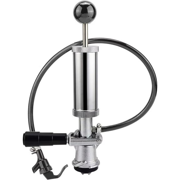 Wellbom Beer Keg Tap American D-System Keg Party Pump 4'' Picnic Pump with Beer Faucet & Hose for Homebrew