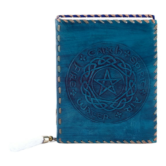 Wellbourne Real Leather Diary A5 Embossed Five Earth Elements Personal Blank Planner Notebook
