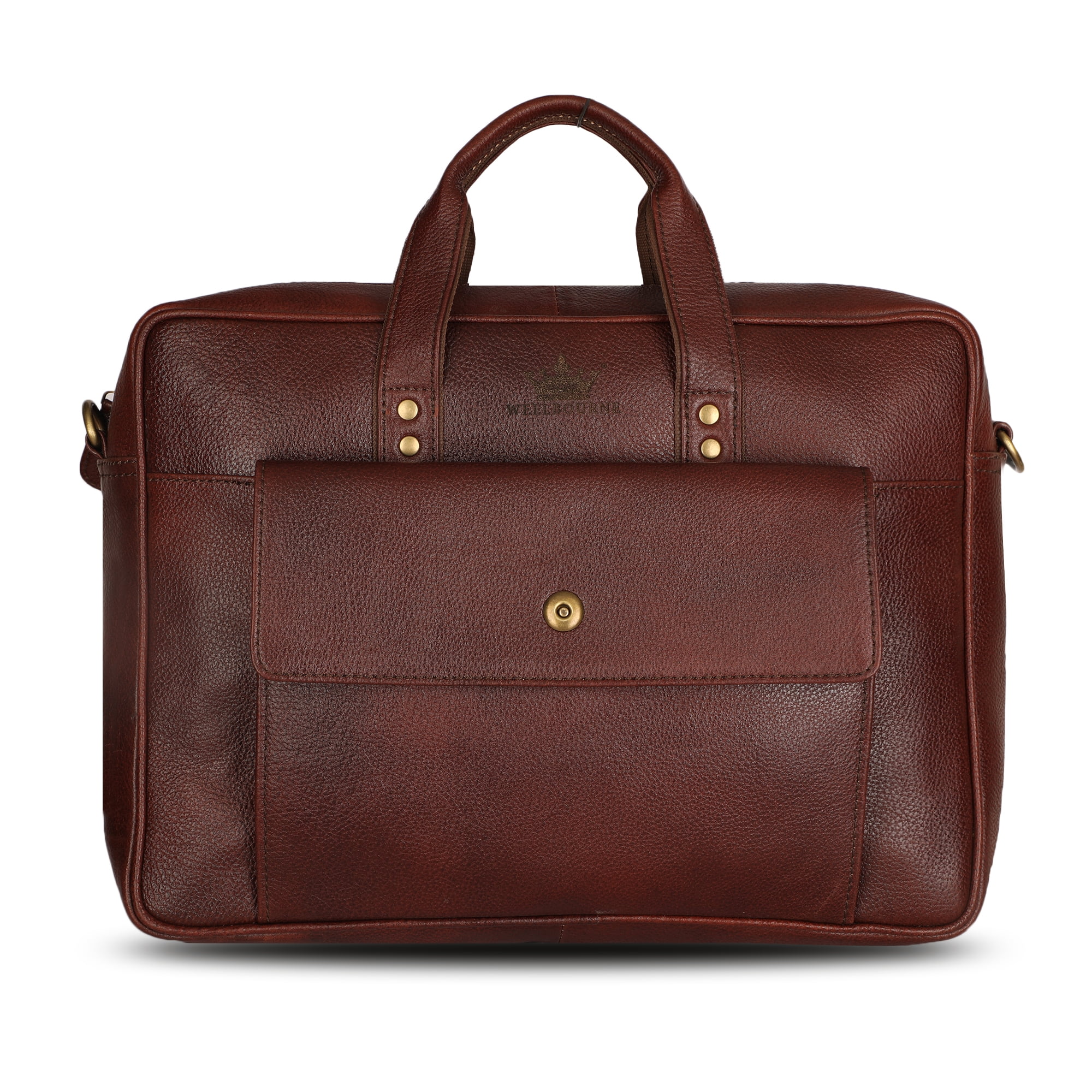 Wellbourne Sauve Cuer 14 Inch Leather Laptop Bag Crossbody messenger Handbag for Computer Perfect for Meetings Office Business Travel - Maroon