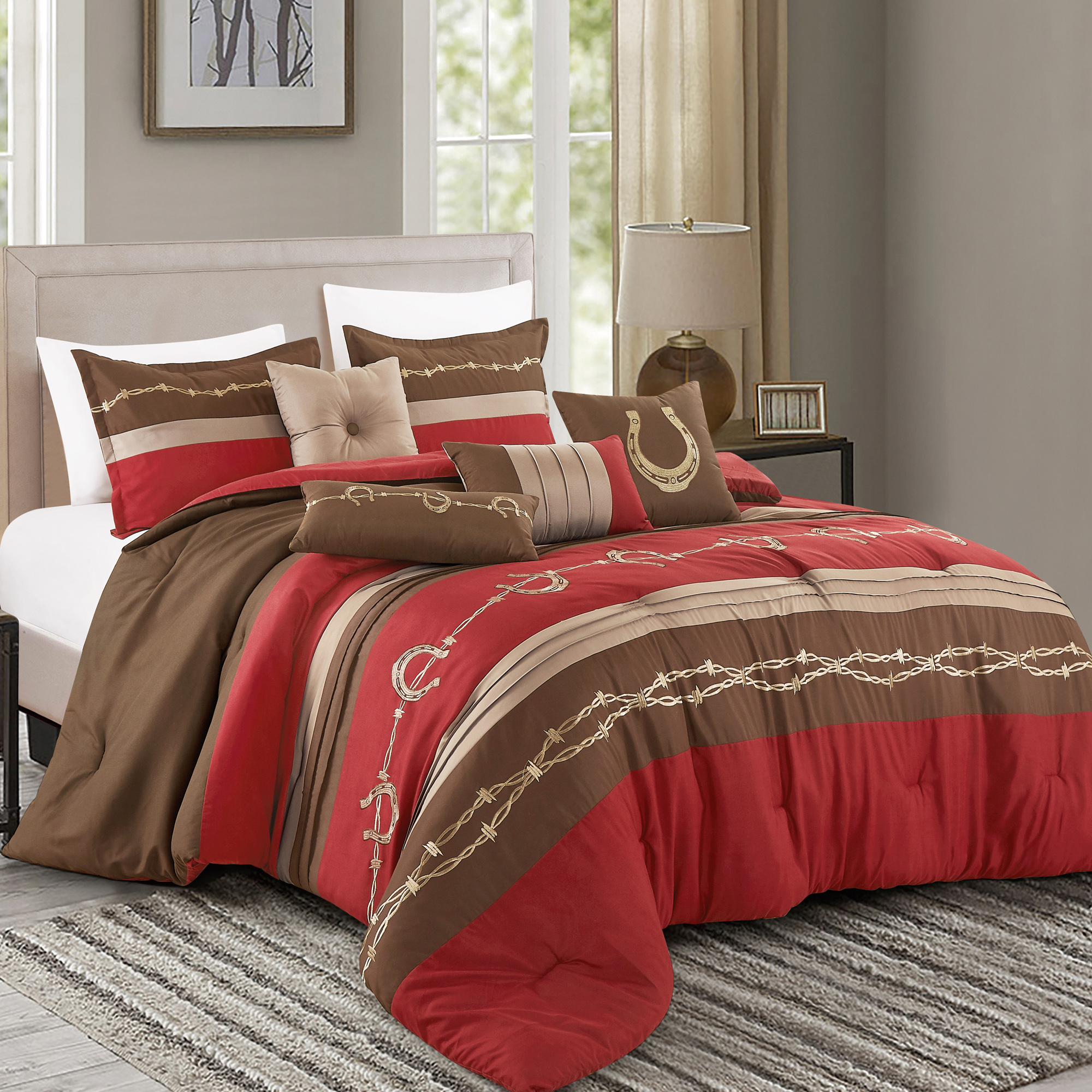 Wellco 7 Piece All Season Bedding King size Comforter Set, Ultra Soft ...