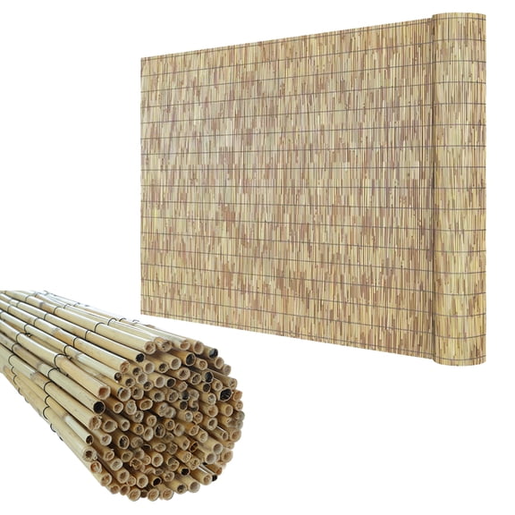 Wellco Natural Bamboo Reed Fencing Outdoor Panel Privacy Screen, 4' x 16.4'