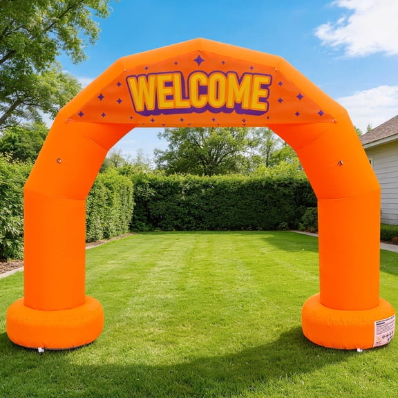 Wellcomer 10Ft Half-circle Inflatable Event Arch with Built-in Blower - Orange Color
