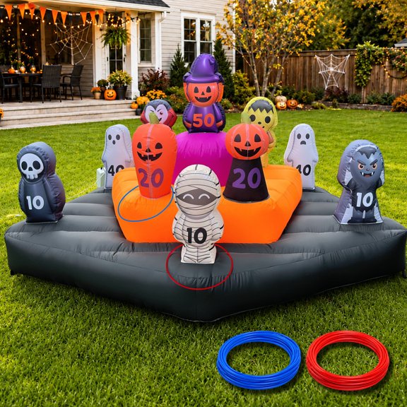 Wellcomer 10Ft Inflatable Ring Toss Game Halloween Theme Carnival Outdoor Fun