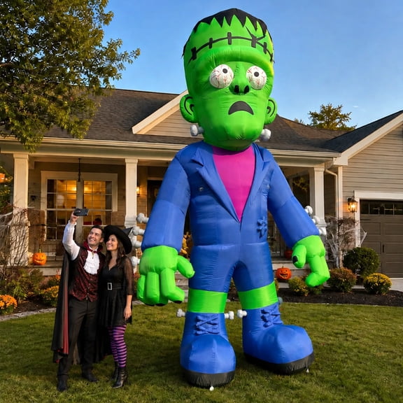 Wellcomer 13FT Giant Halloween Inflatable Frankenstein with Blower for Outdoor Decor