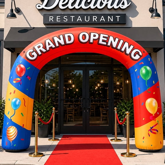 Wellcomer 14Ft Grand Opening Inflatable Event Arch with Built-in Blower, Durable Outdoor Commercial Advertising Archway for Store Openings, Promotions & Celebrations