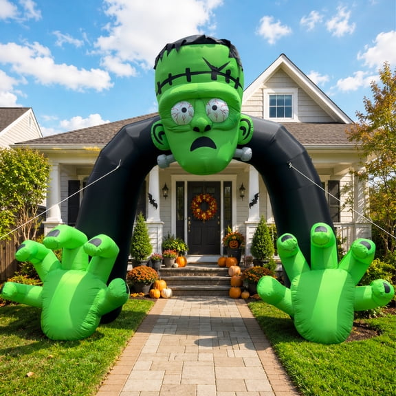 Wellcomer 14ft Halloween Inflatable Frankenstein Arch Blow Up Outdoor Decor