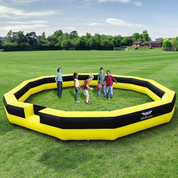 Wellcomer 16FT Inflatable Gaga Ball Pit Arena, Portable Court with Built-in Blower for team games and backyard activities