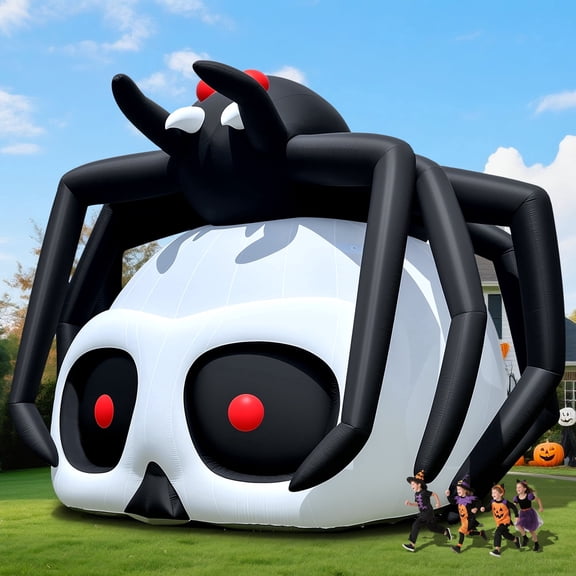 Wellcomer 20ft Giant Inflatable Spider-Skull with Blower - Halloween Outdoor Decor