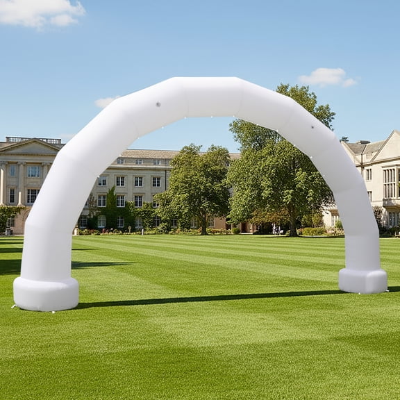 Wellcomer 25Ft Inflatable Event Arch, Half-circle Archway with Built-in Blower - White Color