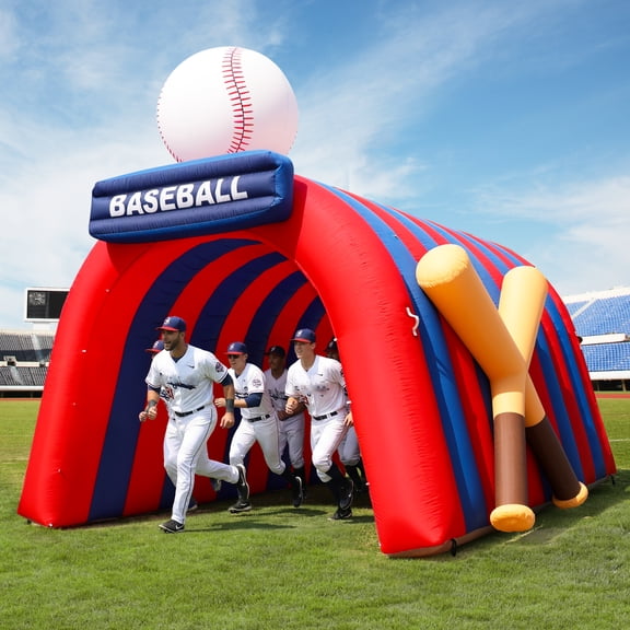 Wellcomer Inflatable Baseball  Tunnel, Entrance Sport Tunnel Tent with Blower